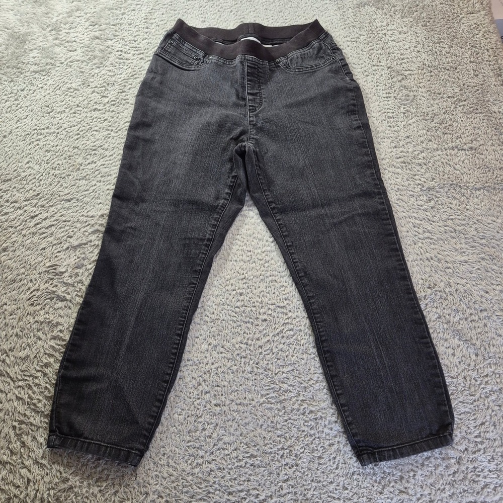 Chico's Platinum Pull On Jeans Womens Size 1 US 8 Dark Wash Denim Minimalist